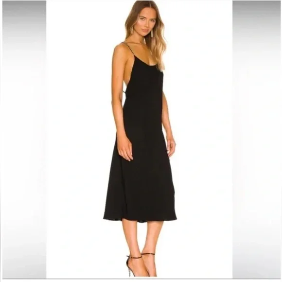 anine bing black dress self-portrait - Black Velvet Crystal Trim Mini Dress main image 1